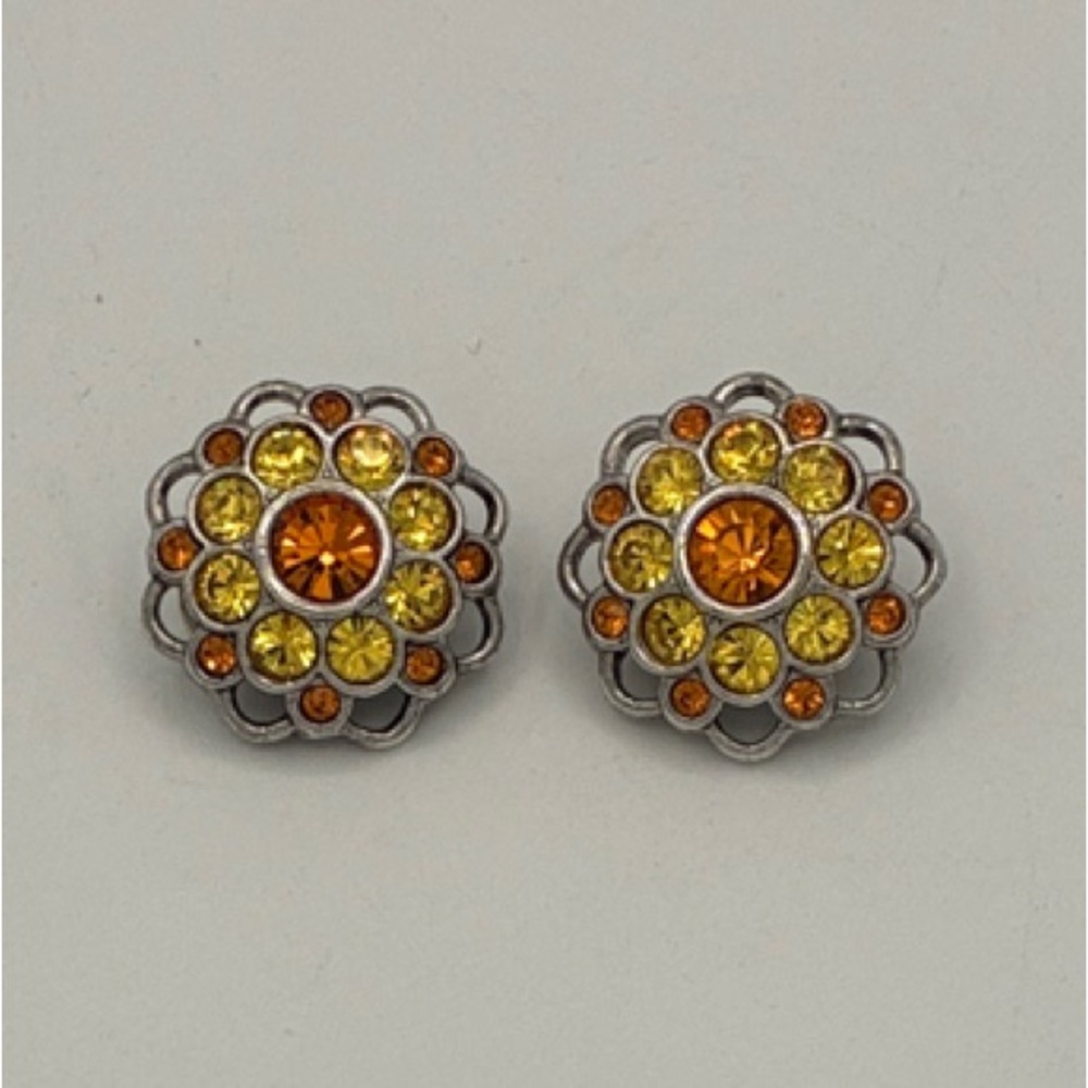 Swarovski Orange and Yellow Crystal Earrings clip on